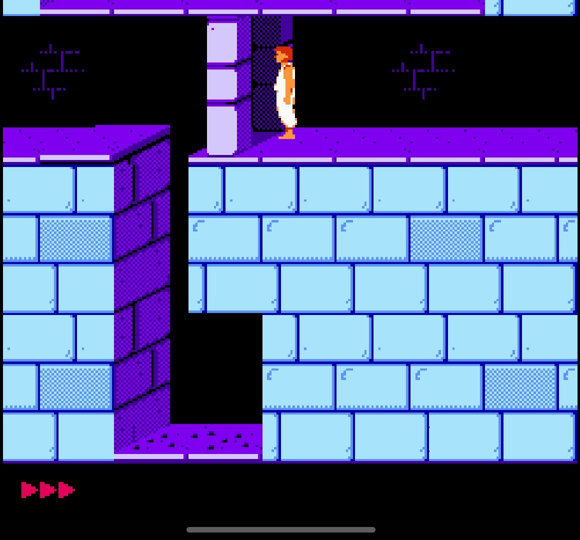 Первая опасность в игре Принц Персии. Шахта с острыми клинками