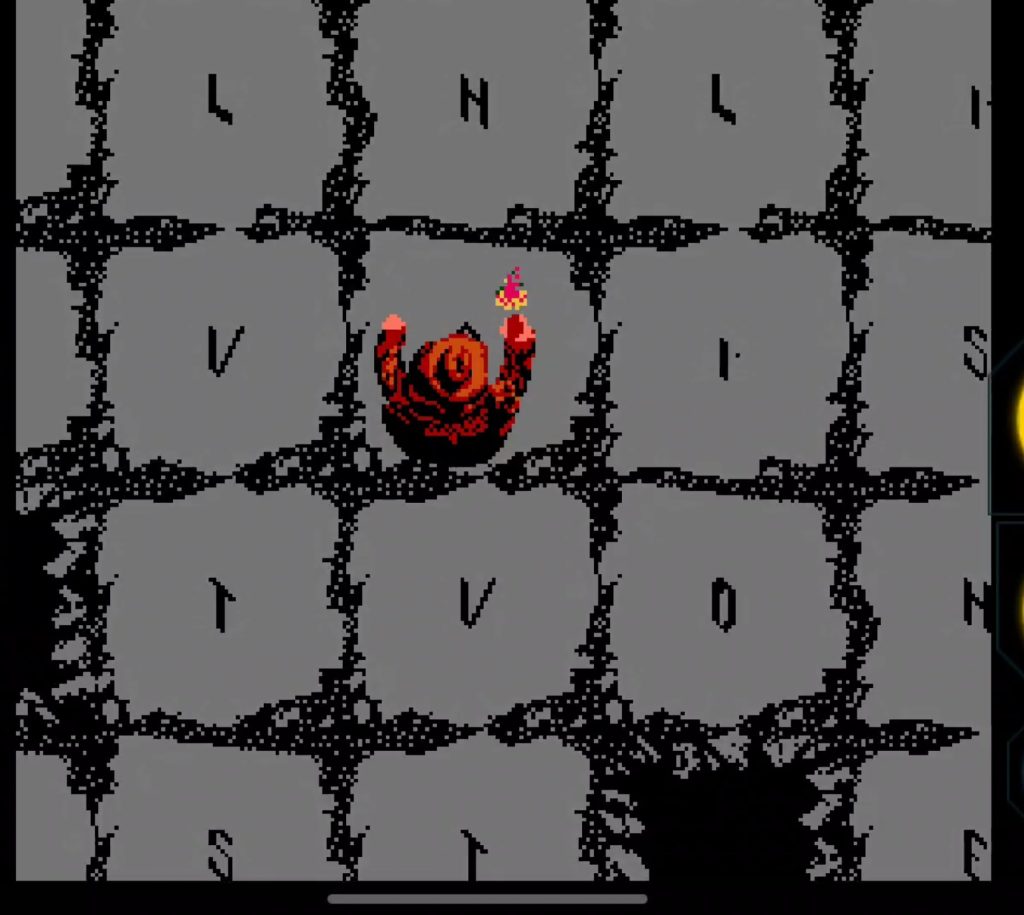 Скриншот уровня с прохождением букв под ногами. Игра NES Indiana Jones and The Last Crusade