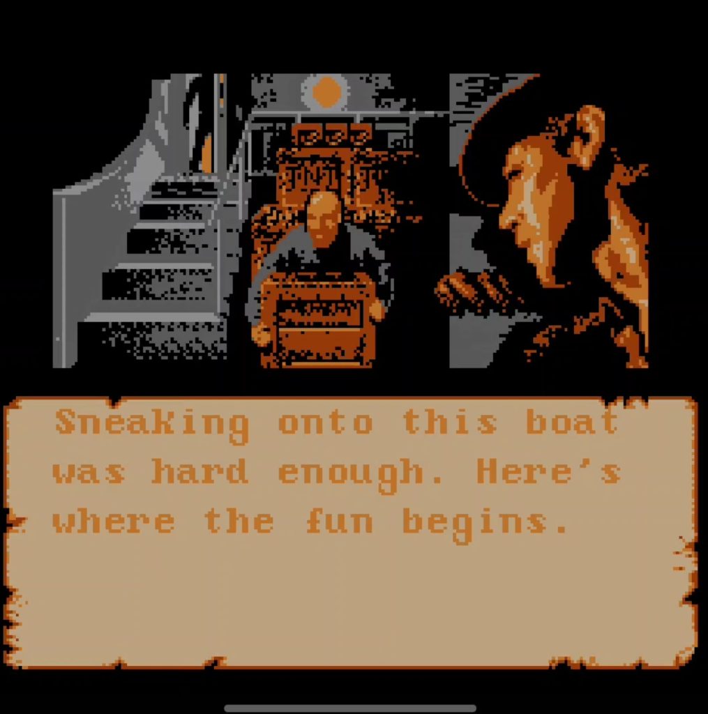 Скриншот момента в игре «Индиана Джонс и Последний крестовый поход», когда герой проникает на корабль