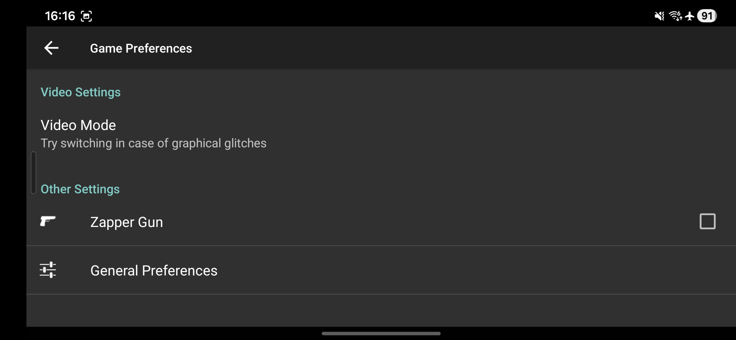 NES Nostalgia. Здесь нажимаем пункт GENERAL PREFERENCES